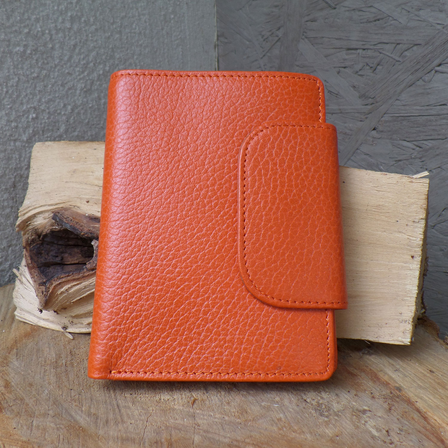 Kleines Portemonnaie Leder orange